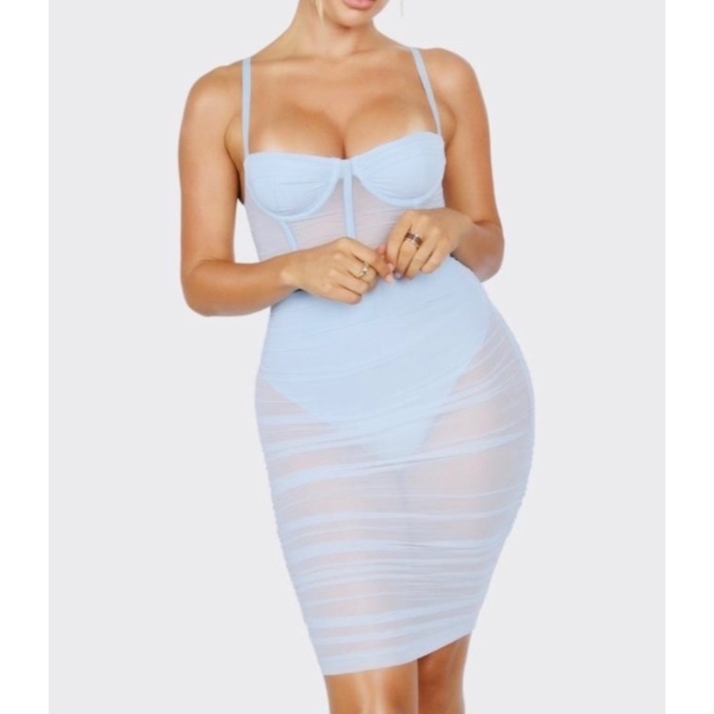 Baby blue sheer sexy dress